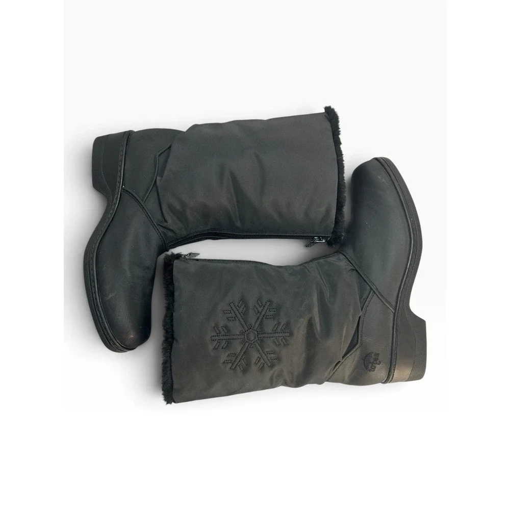 Totes Snowflake Accent Mid-Calf Winter Cold Weather Boots Black Womens Size 7